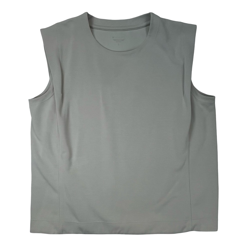 Athleta Womens Seasoft Tank Sweatshirt Grey Sleeveless Crew Neck Athleisure L